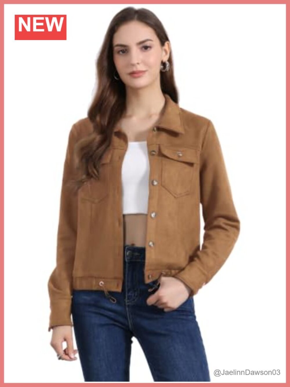 Faux Suede Jacket Button Down Biker Moto Cropped Coat